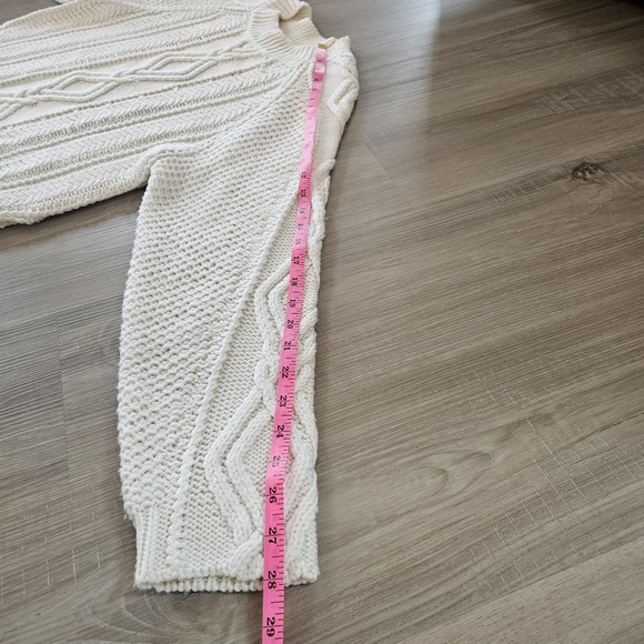 3.1 Phillip Lim Sweater Women Sz M Ivory 100% Wool Chunky Fisherman Knit - Picture 7 of 11